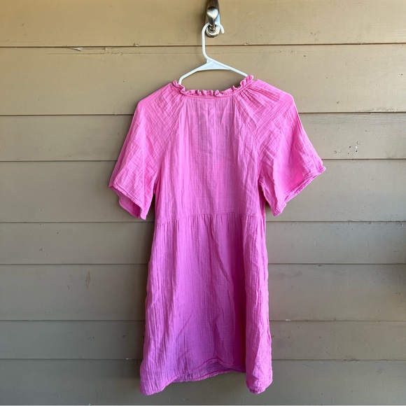 Old Navy Split-Neck Crinkle Gauze Mini Swing Dress - Size S Modest Casual - Picture 5 of 5